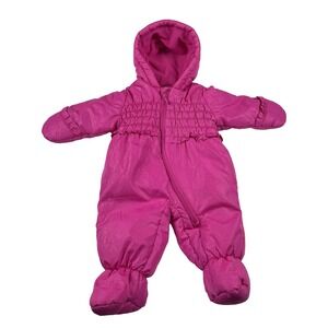 Rothschild Girls 6/9 Months Insulated Snow Suit Embossed‎ Pink Hand/Feet Covers